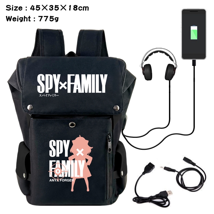 SPY×FAMILY Anime Canvas Bucket Data Cable Backpack School Bag 45X35X18CM