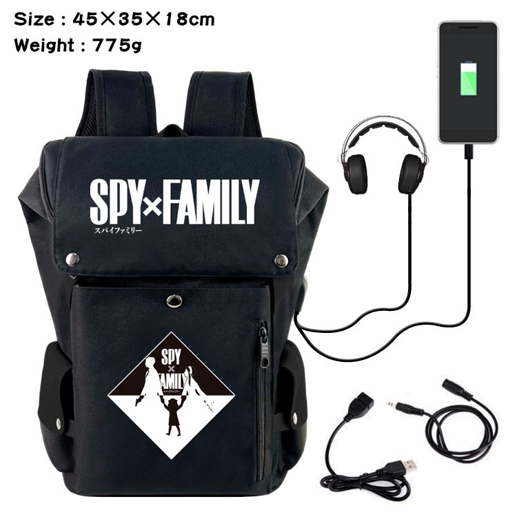 SPY×FAMILY Anime Canvas Bucket Data Cable Backpack School Bag 45X35X18CM