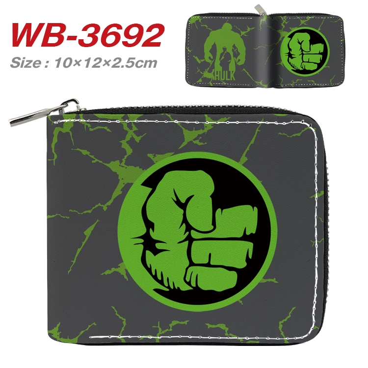 Super hero Movie star full color pu all-inclusive zipper short wallet 10X12X2.5CM WB-3692A