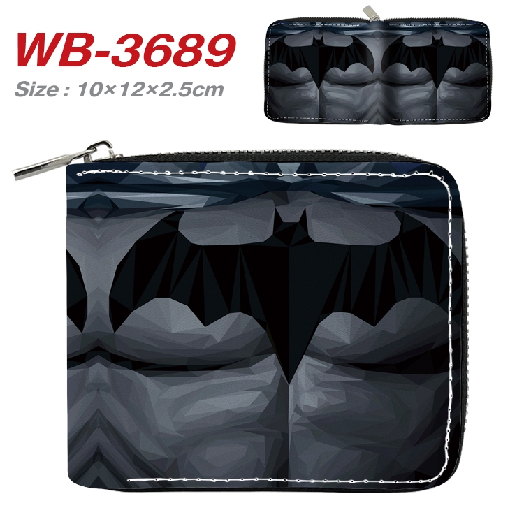 Super hero Movie star full color pu all-inclusive zipper short wallet 10X12X2.5CM WB-3689A