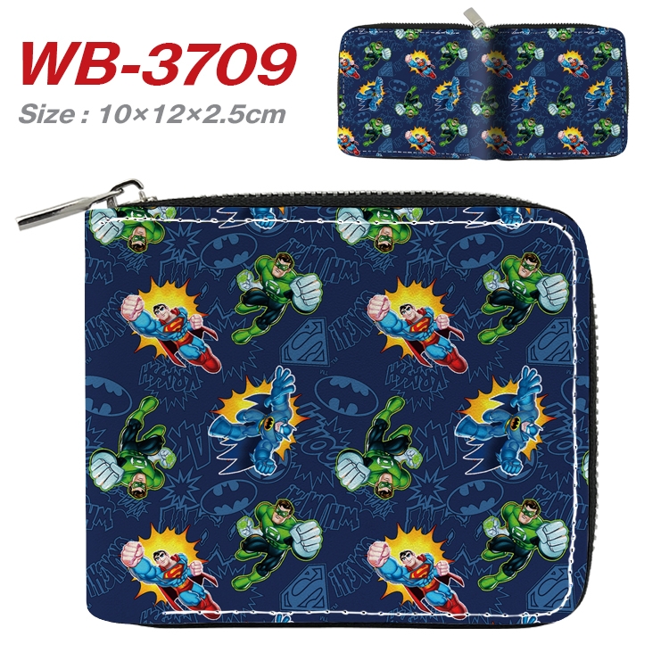 Super hero Movie star full color pu all-inclusive zipper short wallet 10X12X2.5CM WB-3709A