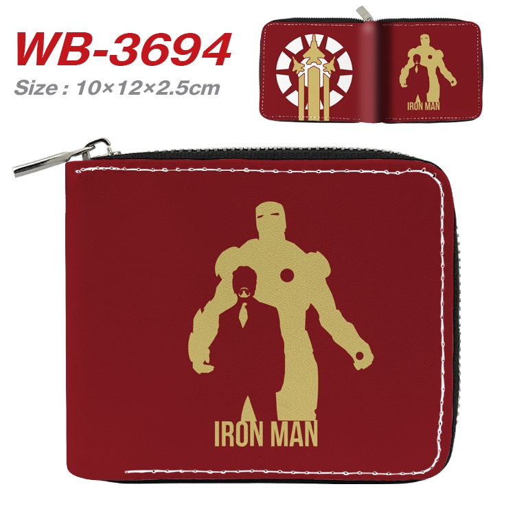 Super hero Movie star full color pu all-inclusive zipper short wallet 10X12X2.5CM WB-3694A