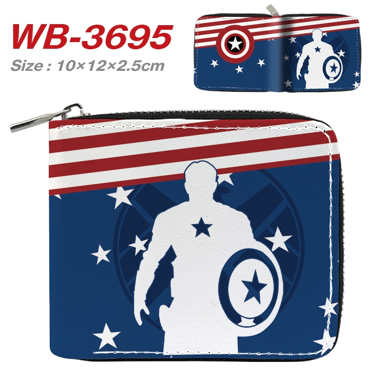 Super hero Movie star full color pu all-inclusive zipper short wallet 10X12X2.5CM WB-3695A