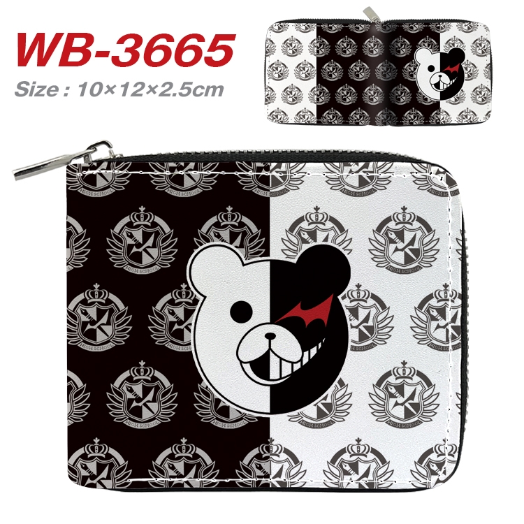 Dangan-Ronpa Anime full color pu all-inclusive zipper short wallet 10X12X2.5CM WB-3665A