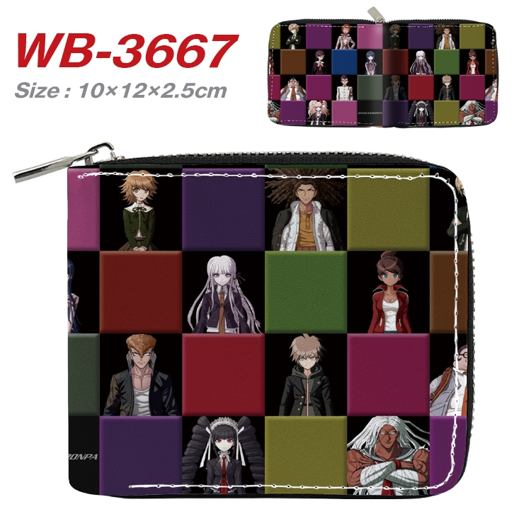 Dangan-Ronpa Anime full color pu all-inclusive zipper short wallet 10X12X2.5CM WB-3667A