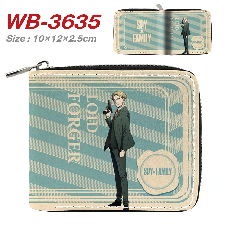 SPY×FAMILY Anime full color pu all-inclusive zipper short wallet 10X12X2.5CM WB-3635A