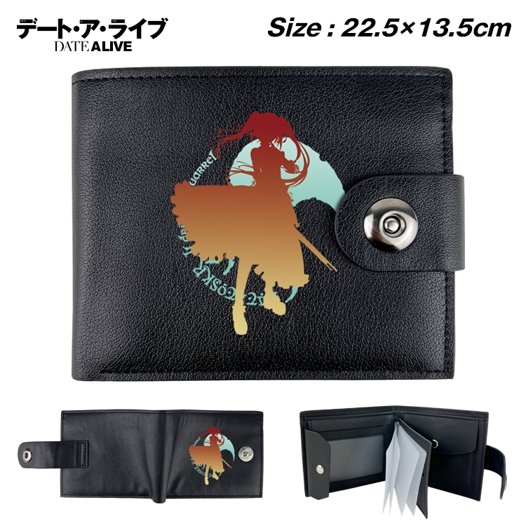Date-A-Live Anime Leather Magnetic Buckle Two-fold Card Holder Wallet 22.5X13.5CM 