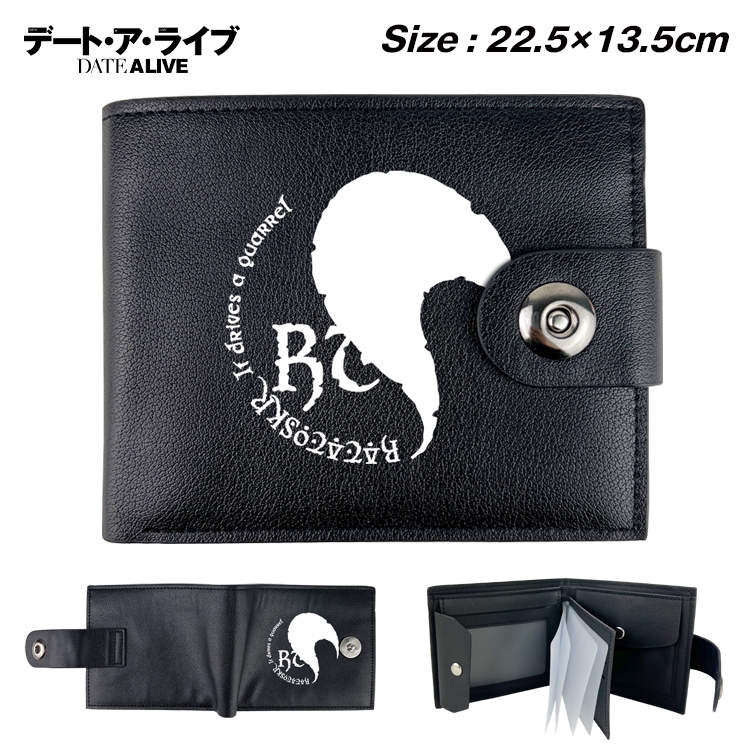 Date-A-Live Anime Leather Magnetic Buckle Two-fold Card Holder Wallet 22.5X13.5CM 