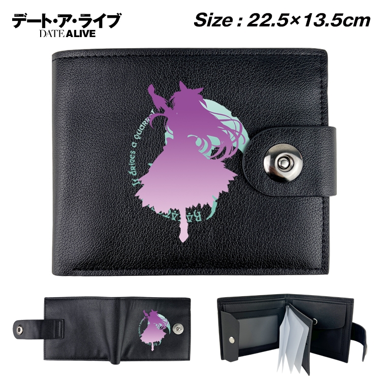 Date-A-Live Anime Leather Magnetic Buckle Two-fold Card Holder Wallet 22.5X13.5CM 