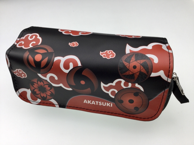 Naruto Double zipper PU student stationery box pencil case 20X10X7.5M