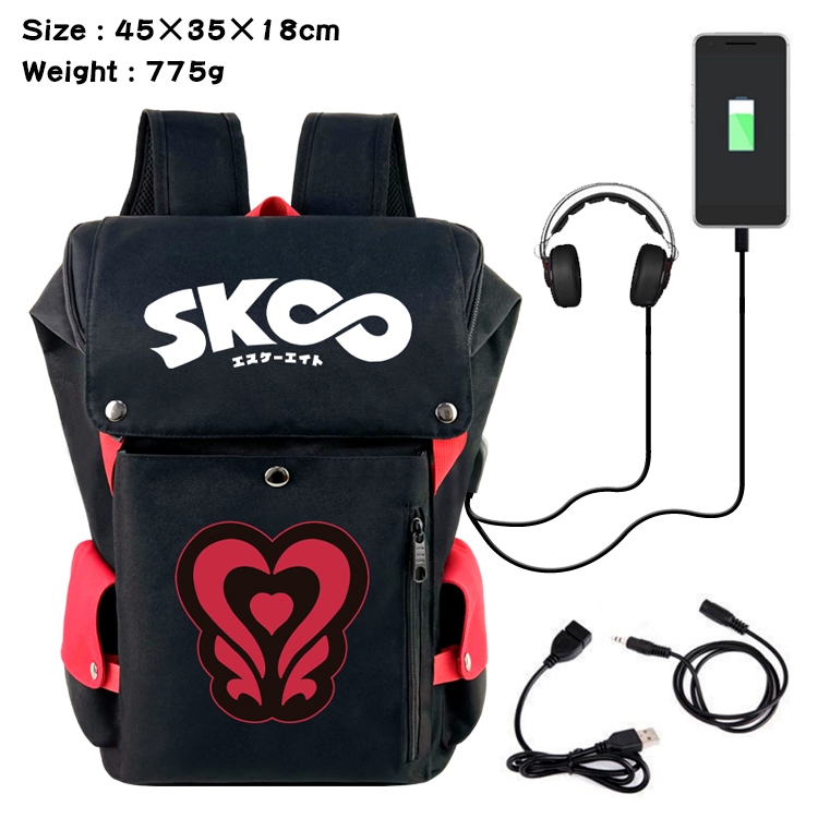 SK∞ Anime Canvas Bucket Data Cable Backpack 45X35X18CM 775G