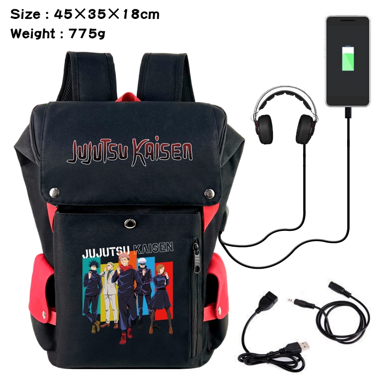 Jujutsu Kaisen  Anime Canvas Bucket Data Cable Backpack 45X35X18CM