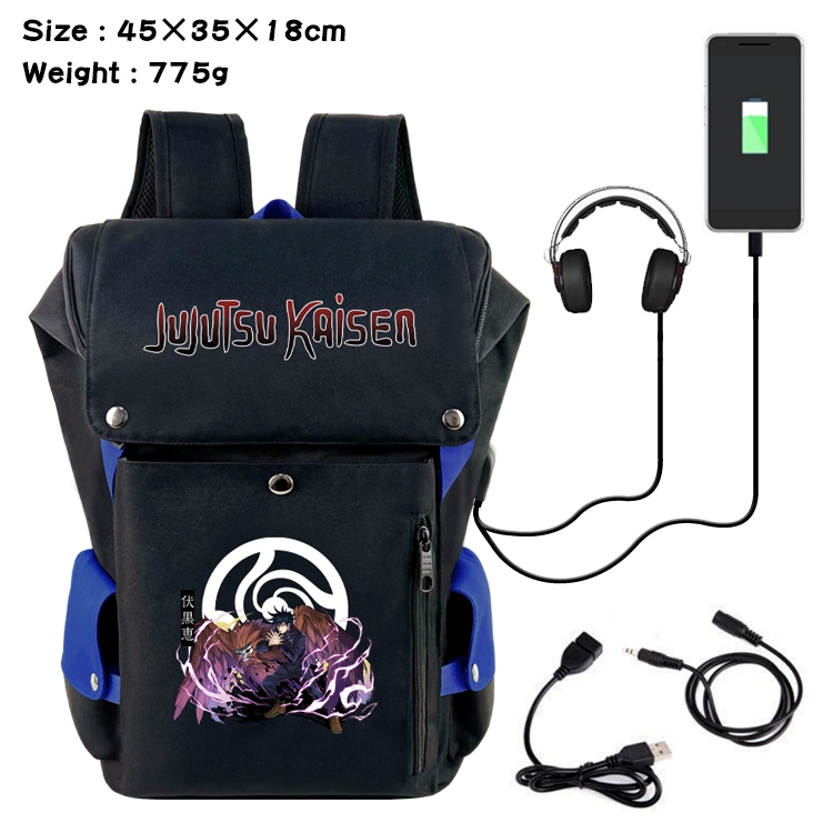 Jujutsu Kaisen  Anime Canvas Bucket Data Cable Backpack 45X35X18CM