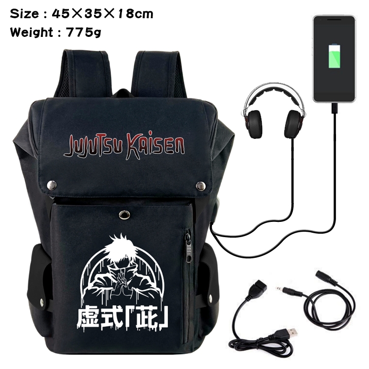 Jujutsu Kaisen  Anime Canvas Bucket Data Cable Backpack 45X35X18CM