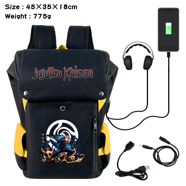Jujutsu Kaisen  Anime Canvas Bucket Data Cable Backpack 45X35X18CM