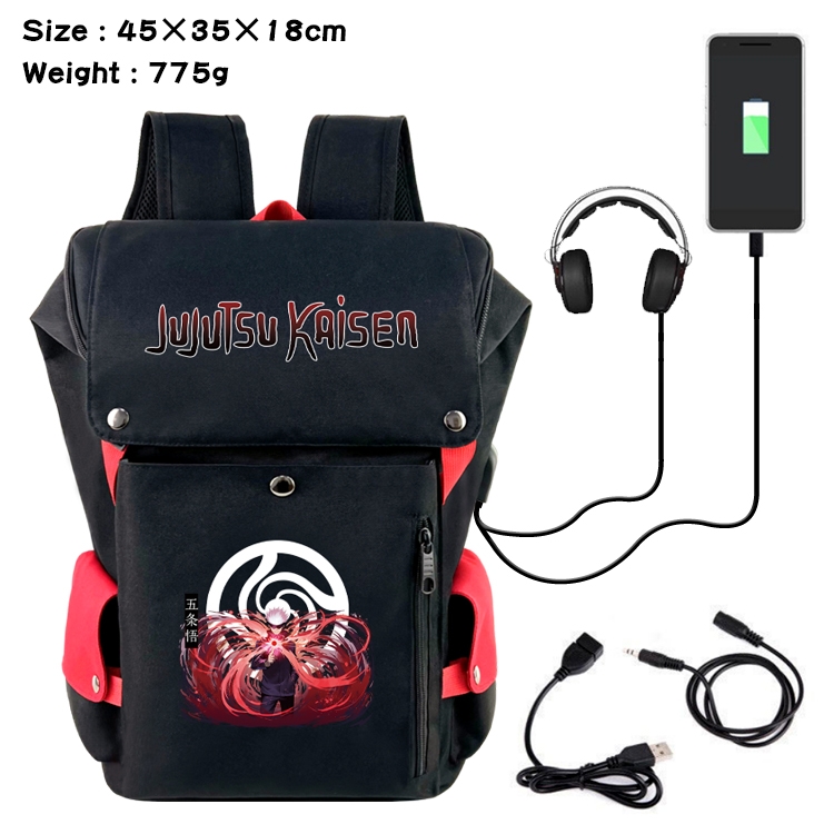 Jujutsu Kaisen  Anime Canvas Bucket Data Cable Backpack 45X35X18CM