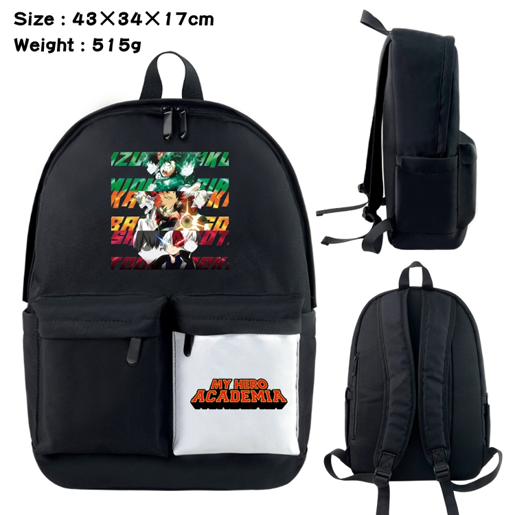 My Hero Academia Anime Black and White Classic Waterproof Canvas Backpack 43X34X17CM