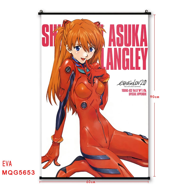 EVA Anime black Plastic rod Cloth painting Wall Scroll 60X90CM MQG-5653
