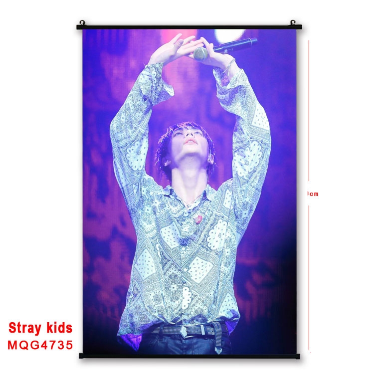 Stray Kids movie star black Plastic rod Cloth painting Wall Scroll 60X90CM  MQG-4735