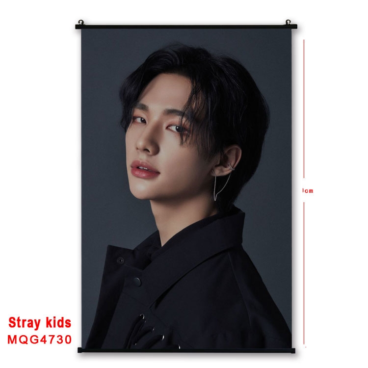 Stray Kids movie star black Plastic rod Cloth painting Wall Scroll 60X90CM  MQG-4730