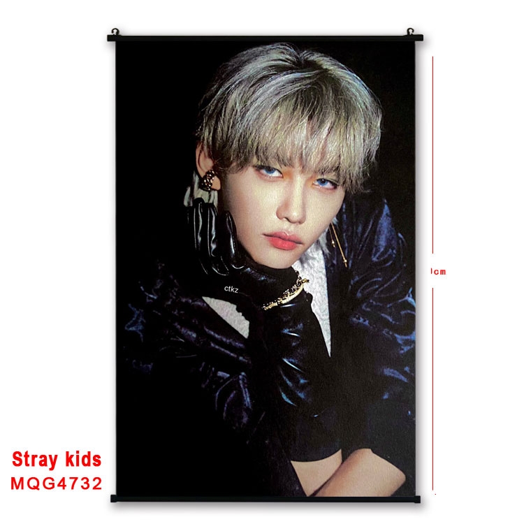Stray Kids movie star black Plastic rod Cloth painting Wall Scroll 60X90CM  MQG-4732