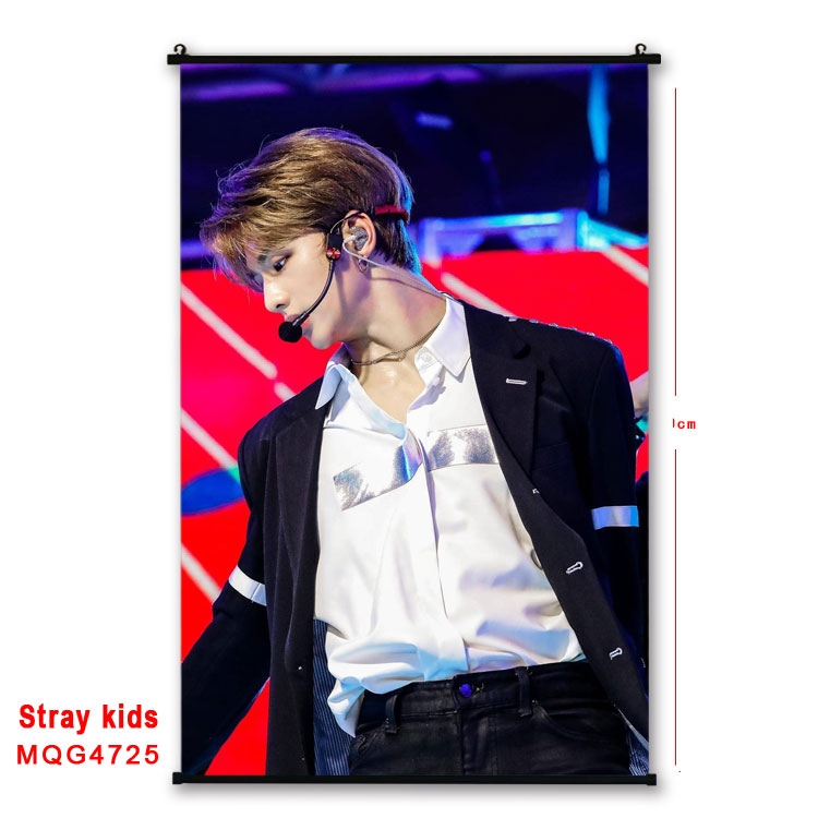 Stray Kids movie star black Plastic rod Cloth painting Wall Scroll 60X90CM  MQG-4725