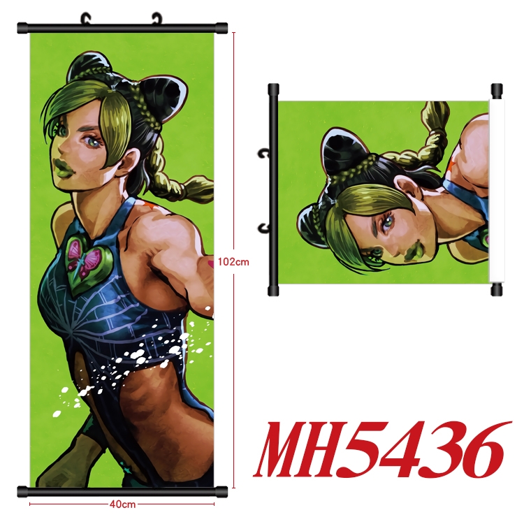 JoJos Bizarre Adventure Anime black Plastic rod Cloth painting Wall Scroll 40X102CM  MH5436