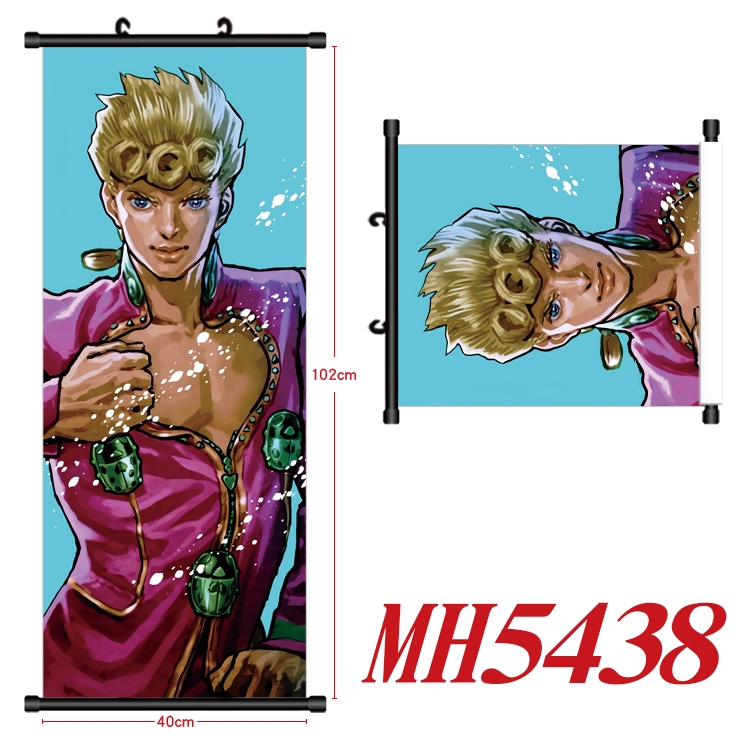 JoJos Bizarre Adventure Anime black Plastic rod Cloth painting Wall Scroll 40X102CM  MH5438