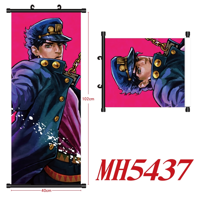 JoJos Bizarre Adventure Anime black Plastic rod Cloth painting Wall Scroll 40X102CM MH5437
