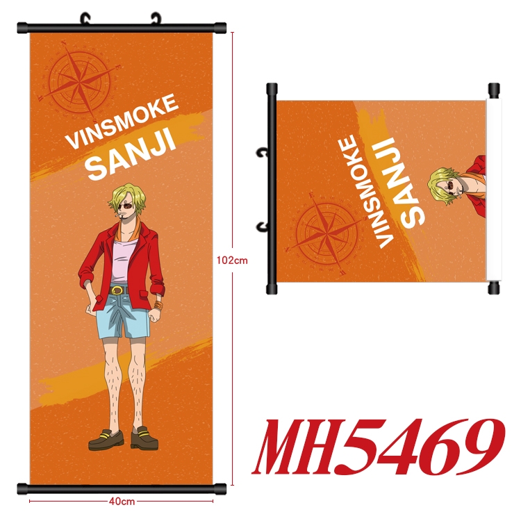 One Piece Anime black Plastic rod Cloth painting Wall Scroll 40X102CM MH5469