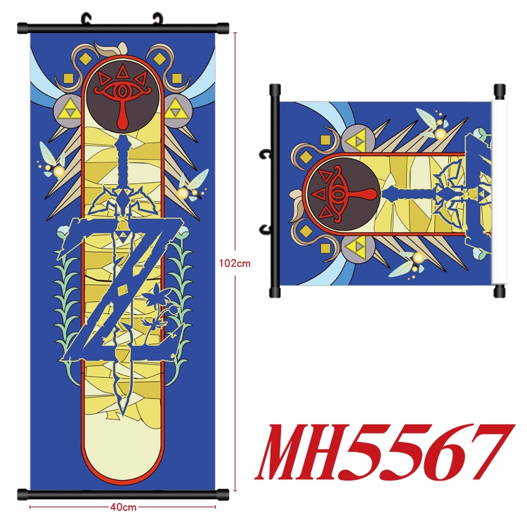 The Legend of Zelda Anime black Plastic rod Cloth painting Wall Scroll 40X102CM  MH5567