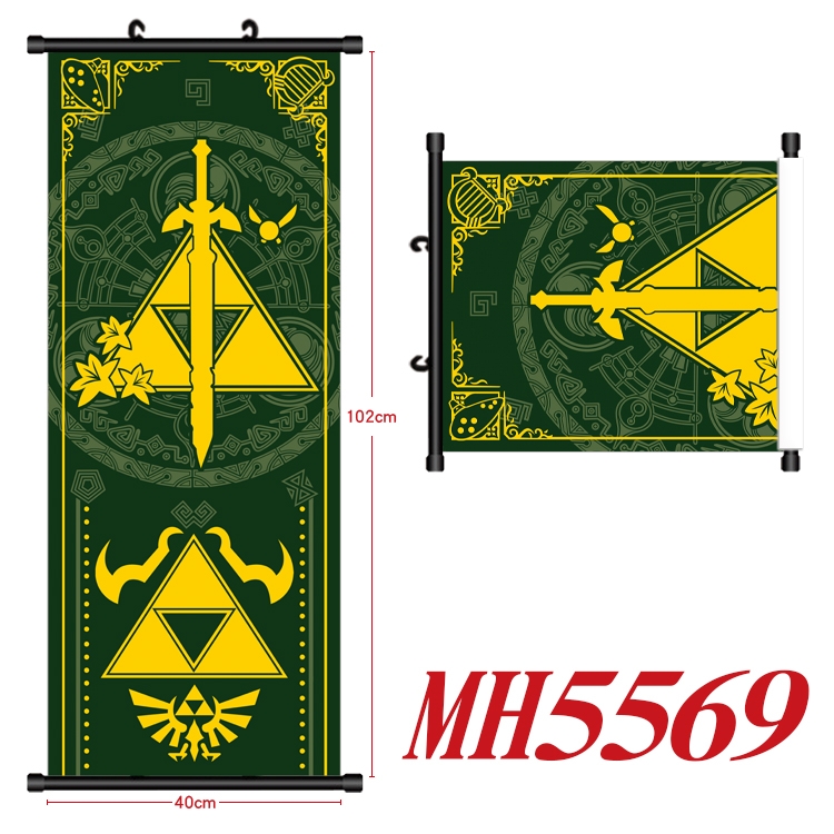 The Legend of Zelda Anime black Plastic rod Cloth painting Wall Scroll 40X102CM MH5569