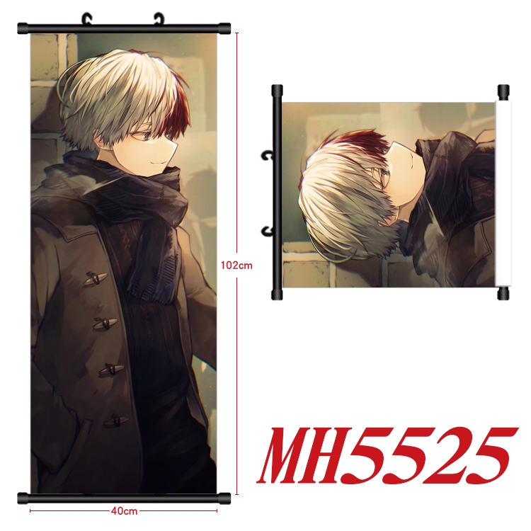 My Hero Academia Anime black Plastic rod Cloth painting Wall Scroll 40X102CM MH5525