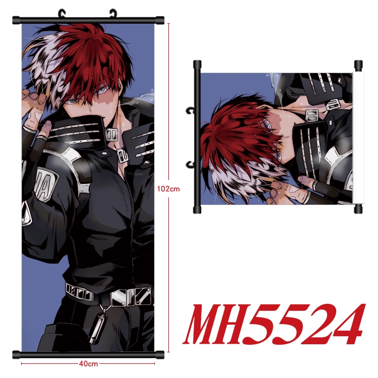 My Hero Academia Anime black Plastic rod Cloth painting Wall Scroll 40X102CM  MH5524