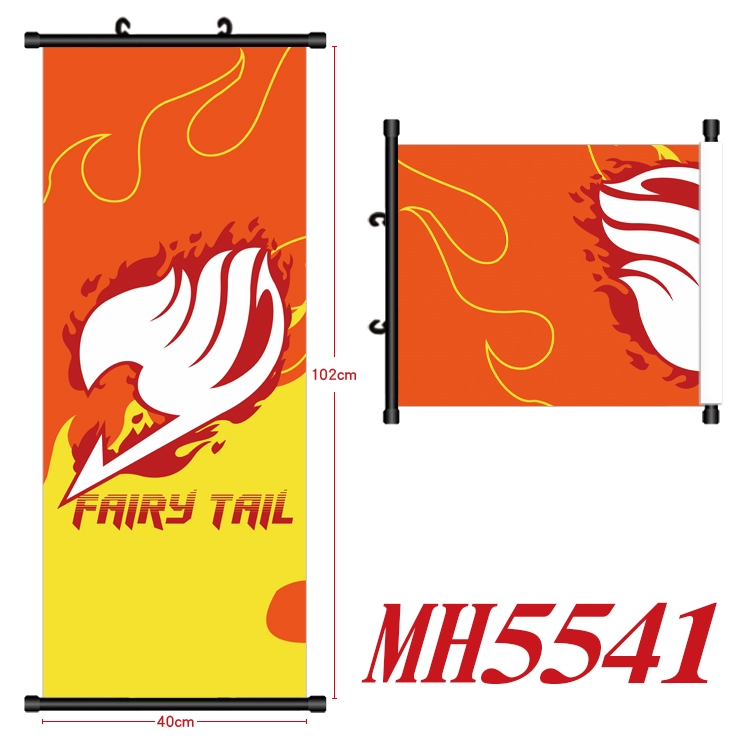 Fairy tail Anime black Plastic rod Cloth painting Wall Scroll 40X102CM  MH5541