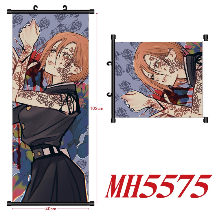 Jujutsu Kaisen Anime black Plastic rod Cloth painting Wall Scroll 40X102CM MH5575