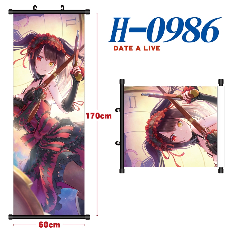 Date-A-Live Black plastic rod cloth hanging canvas painting 60x170cm H-0986