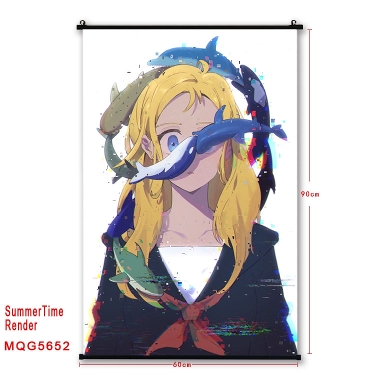 summer time rendering  Anime black Plastic rod Cloth painting Wall Scroll 60X90CM  MQG-5652