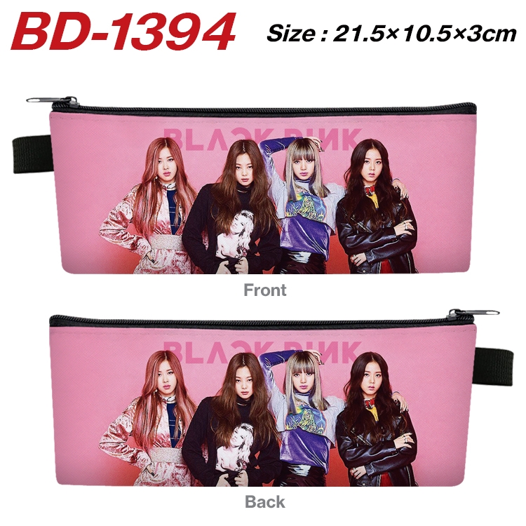 BLACKPINK Anime PU Leather Zipper Pencil Case Stationery Box 21.5X10.5X3CM BD-1394