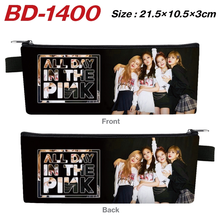 BLACKPINK Anime PU Leather Zipper Pencil Case Stationery Box 21.5X10.5X3CM BD-1400
