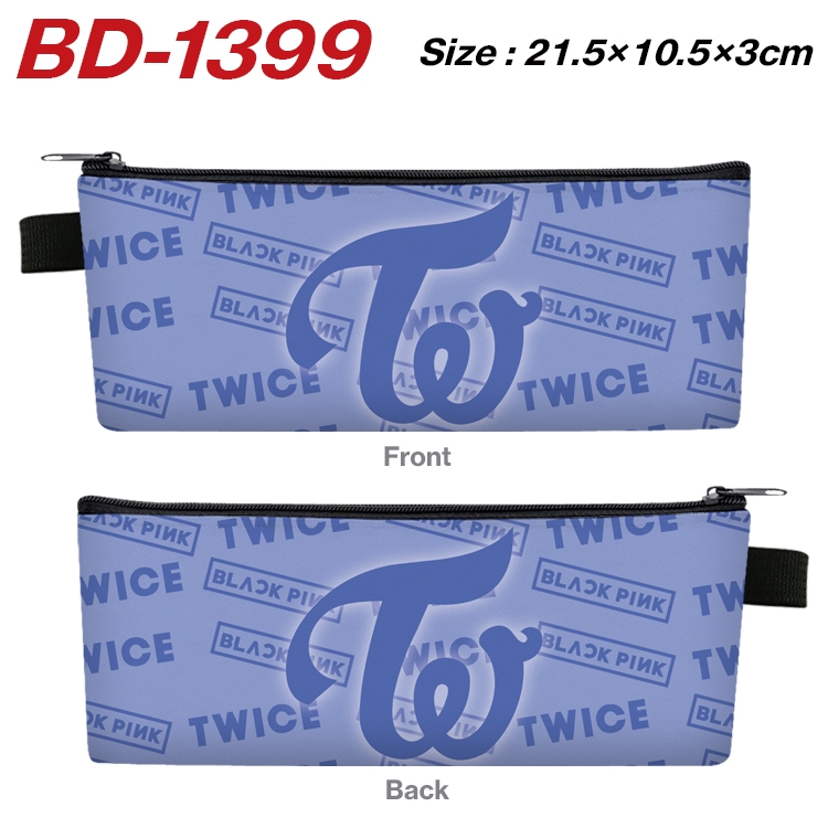 BLACKPINK Anime PU Leather Zipper Pencil Case Stationery Box 21.5X10.5X3CM BD-1399