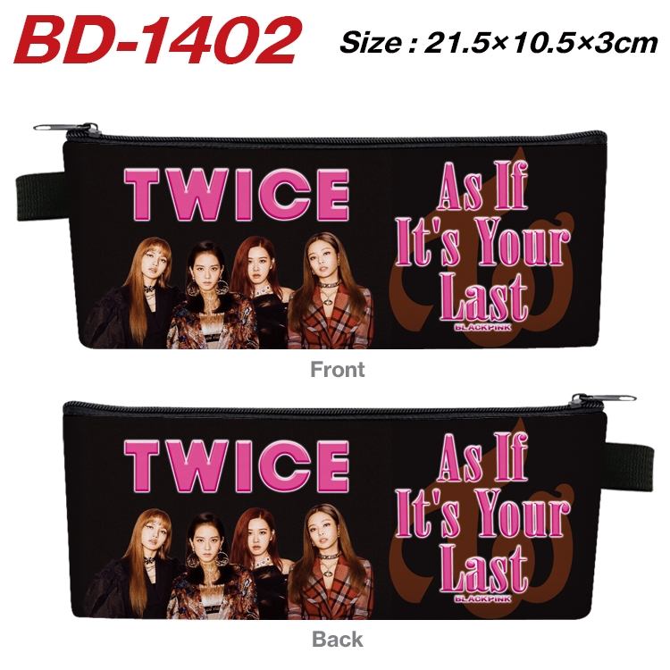 BLACKPINK Anime PU Leather Zipper Pencil Case Stationery Box 21.5X10.5X3CM BD-1402