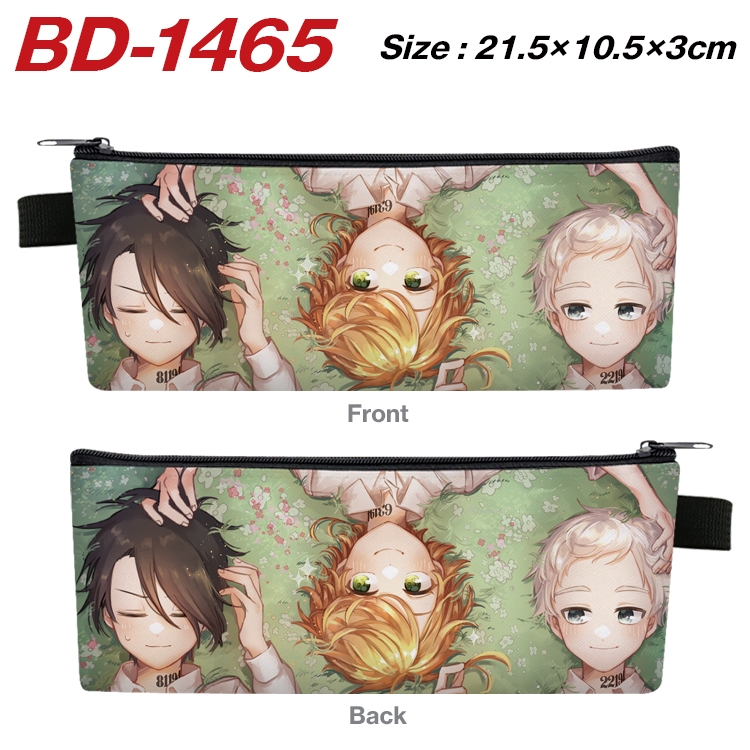 The Promised Neverla Anime PU Leather Zipper Pencil Case Stationery Box 21.5X10.5X3CM BD-1465