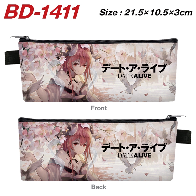 Date-A-Live Anime PU Leather Zipper Pencil Case Stationery Box 21.5X10.5X3CM BD-1411