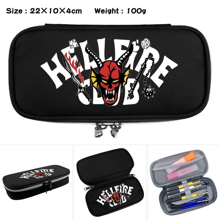 Stranger Things Anime Waterproof canvas zipper clamshell pencil case pencil case 22x10x4cm