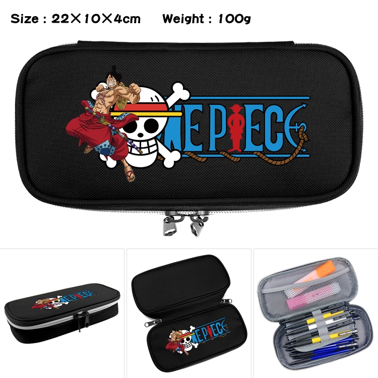 One Piece Anime Waterproof canvas zipper clamshell pencil case pencil case 22x10x4cm