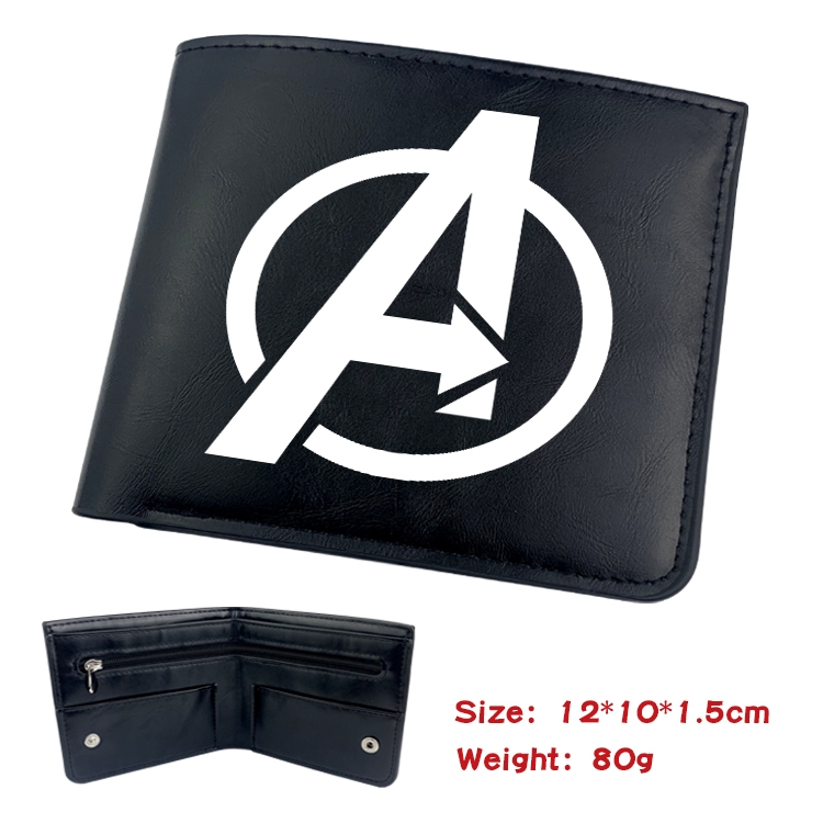 Super hero Anime Black Leather Magnetic Buckle Two Fold Card Holder Wallet 22.5X13.5CM