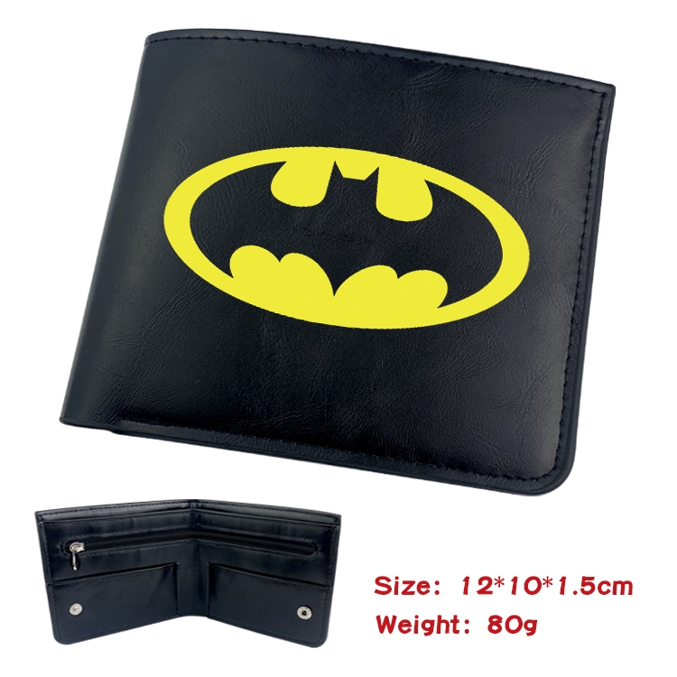 Super hero Anime Black Leather Magnetic Buckle Two Fold Card Holder Wallet 22.5X13.5CM