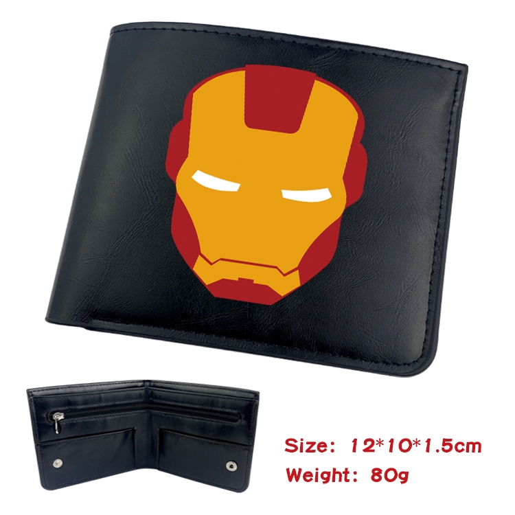 Super hero Anime Black Leather Magnetic Buckle Two Fold Card Holder Wallet 22.5X13.5CM