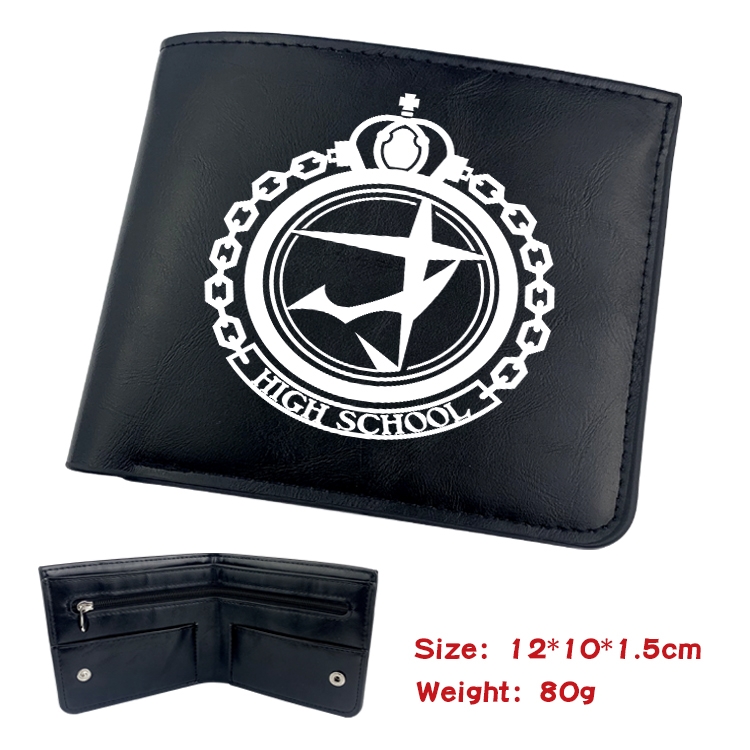 Dangan-Ronpa Anime Black Leather Magnetic Buckle Two Fold Card Holder Wallet 22.5X13.5CM